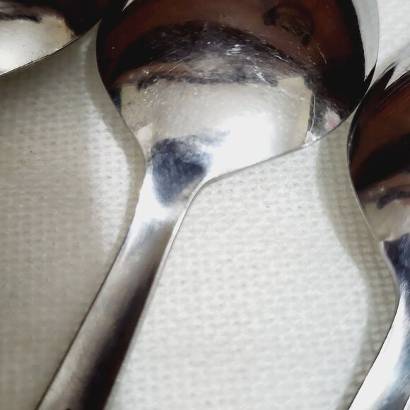 8 Stanley Roberts Rogers Stainless La Spana Soup Spoons 7" floral MCM flatware - Picture 10 of 13